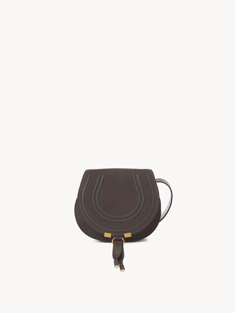 Small Marcie saddle bag in suede leather