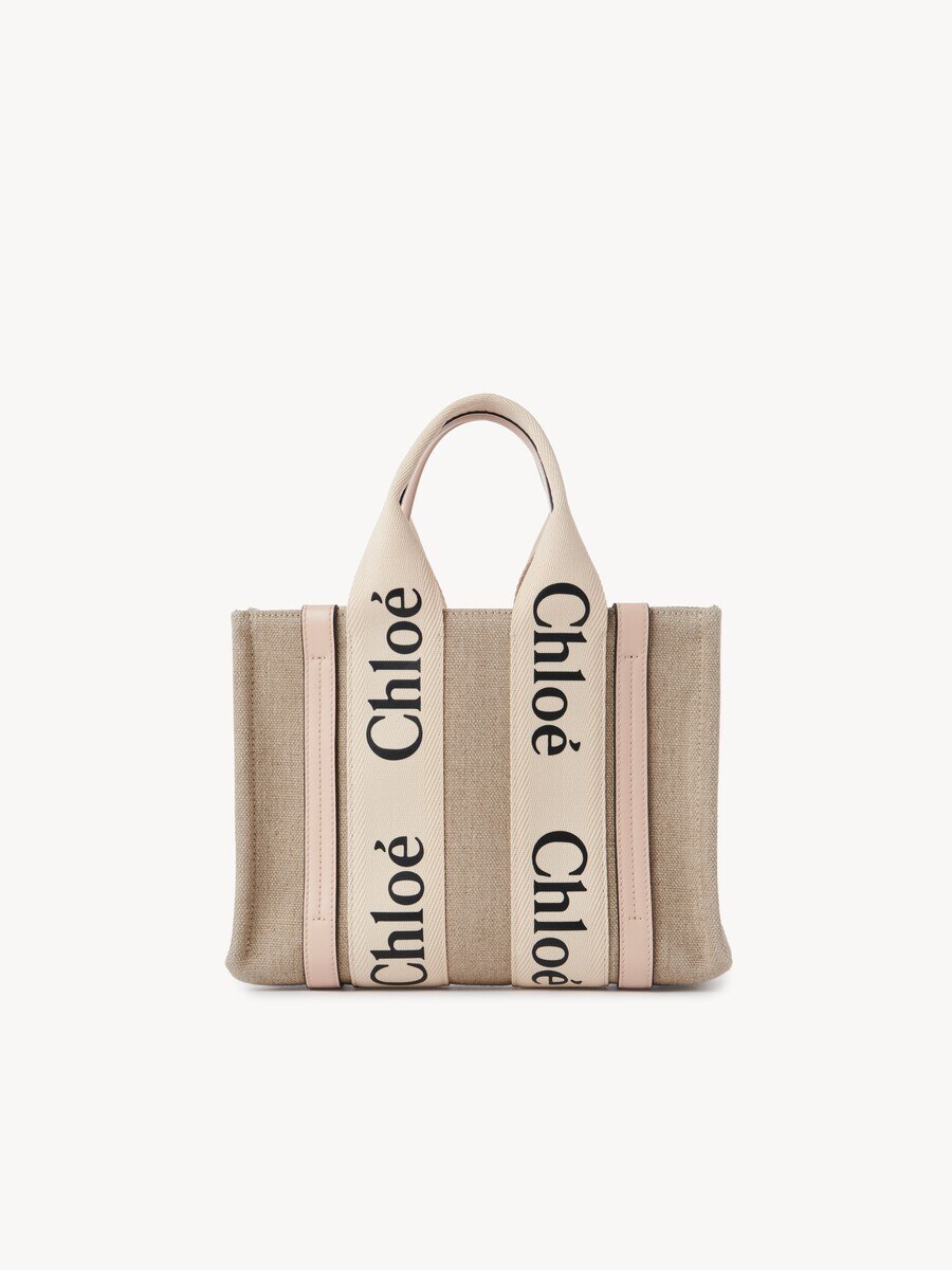 Small Woody tote bag in linen - 5