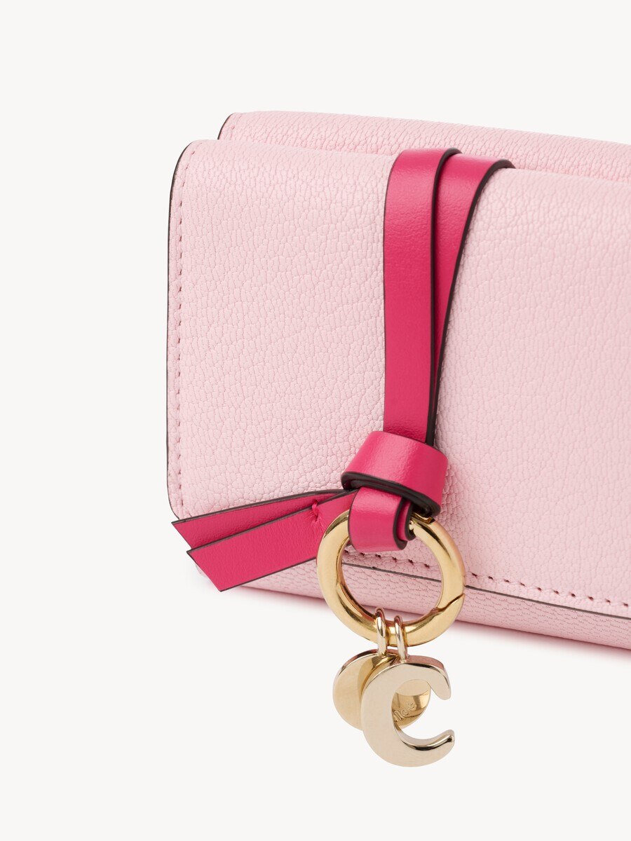 グレインレザー製Alphabetミニトリフォールド ピンク - Chloé