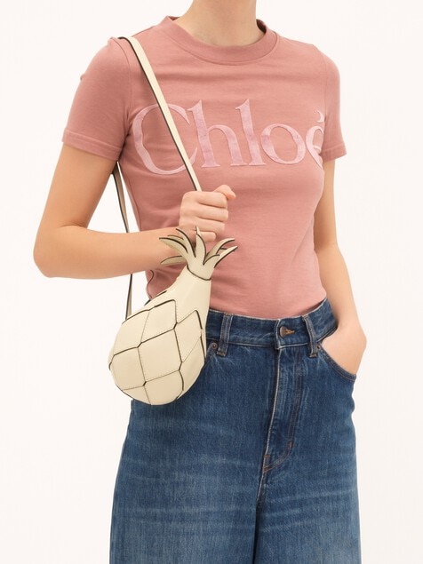 Pineapple shoulder bag in grained leather