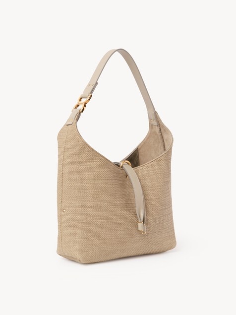 Small Marcie hobo bag in raffia-effect fibers