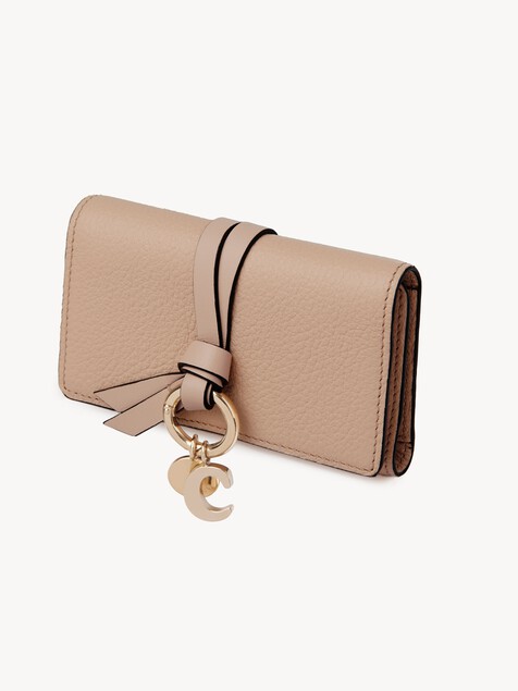 Alphabet key case in grained leather