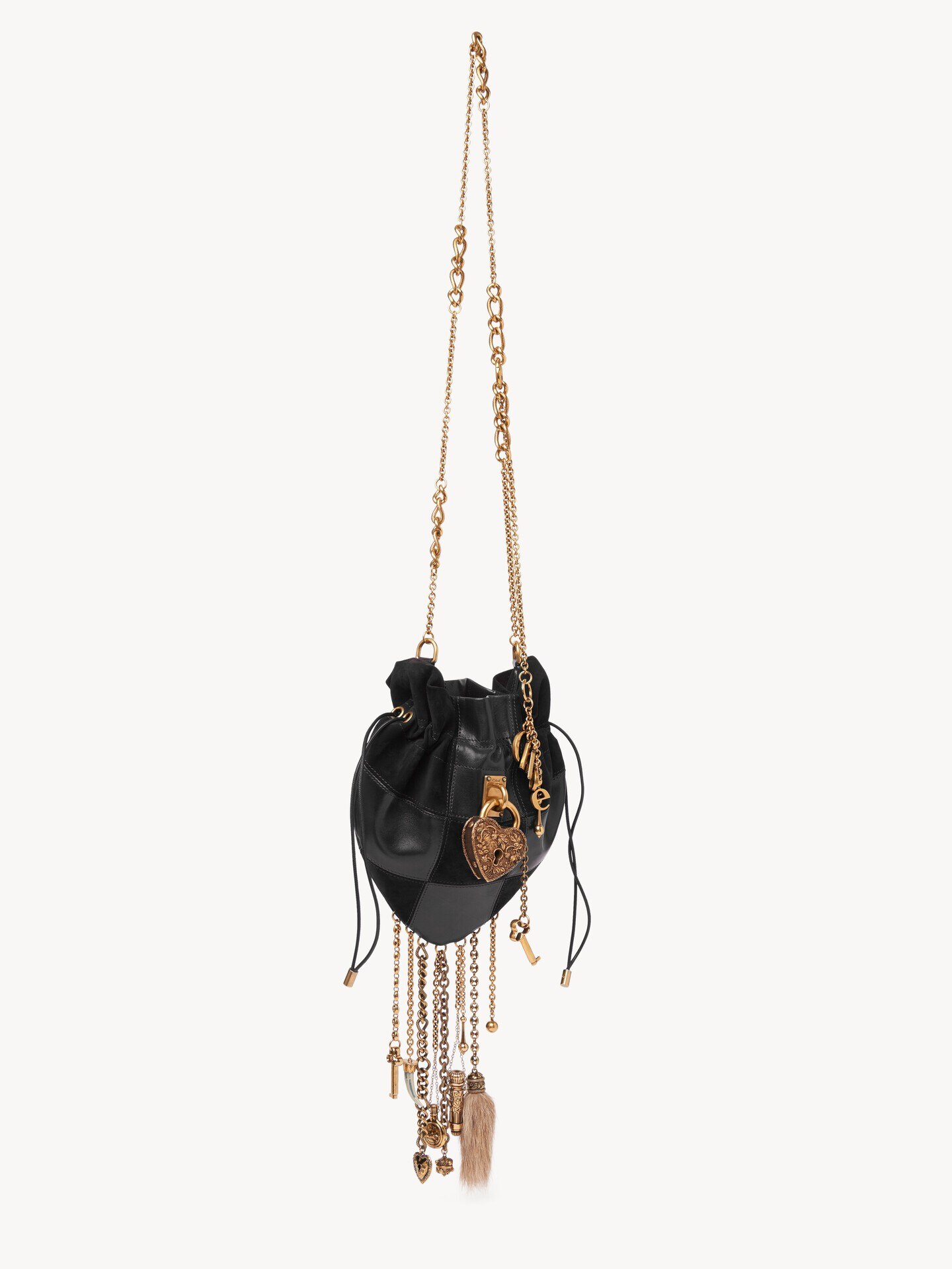 Ch&acirc;teau Treasures crossbody bag in grained & suede leather - 3.0