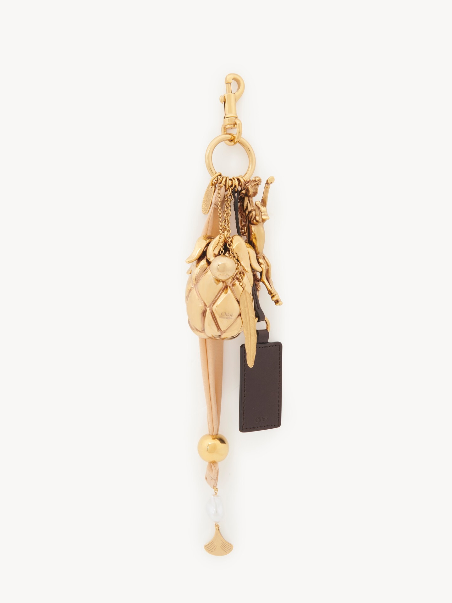 Charm para bolso Giga Pineapple de lat&oacute;n, cuero y tejido - 5