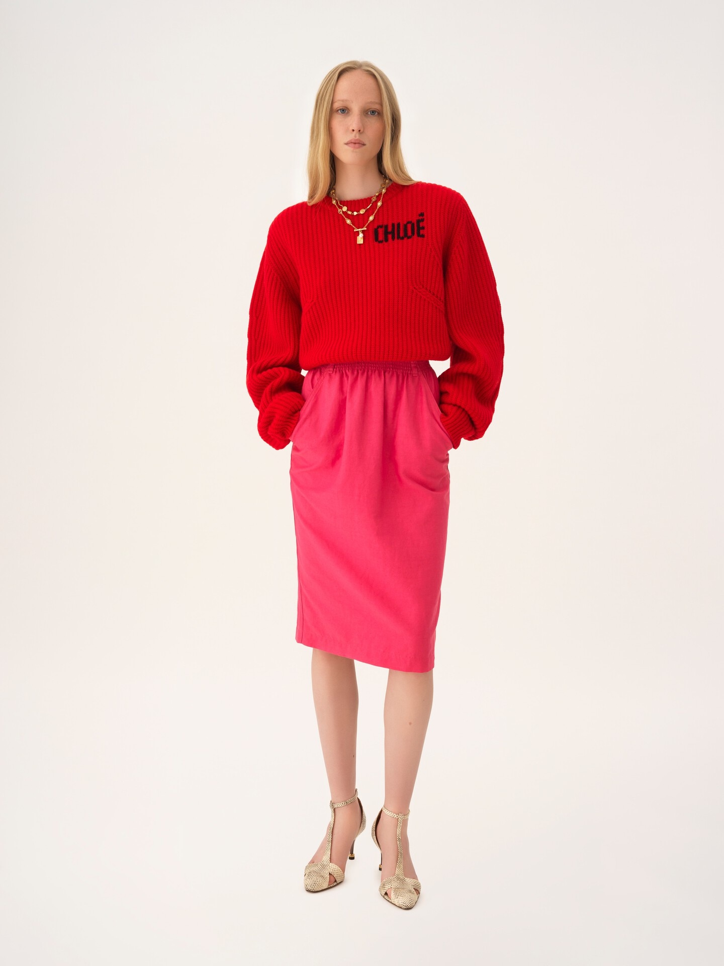 Midi pencil skirt in cotton-mix gabardine - 3