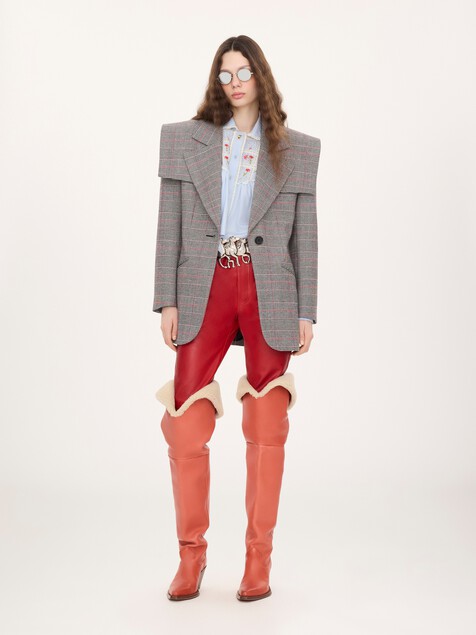 Cropped blouse in silk, cotton poplin & lace