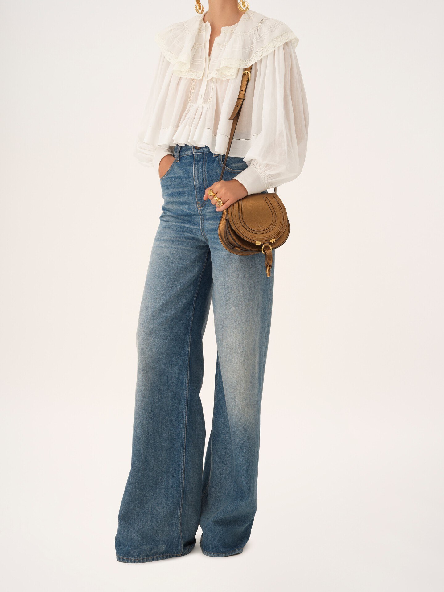 Small Marcie saddle bag in metallic leather - 7.0