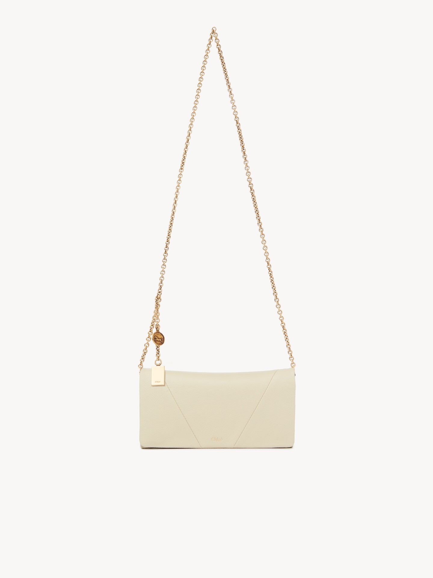 Chlo&eacute; Spin flap wallet on chain in grained leather - 1