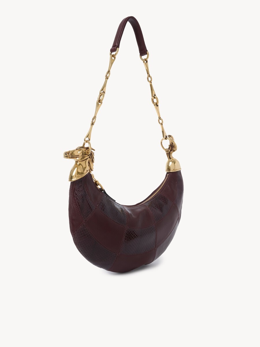 Chain Horse shoulder bag in grained leather & snakeskin - 3