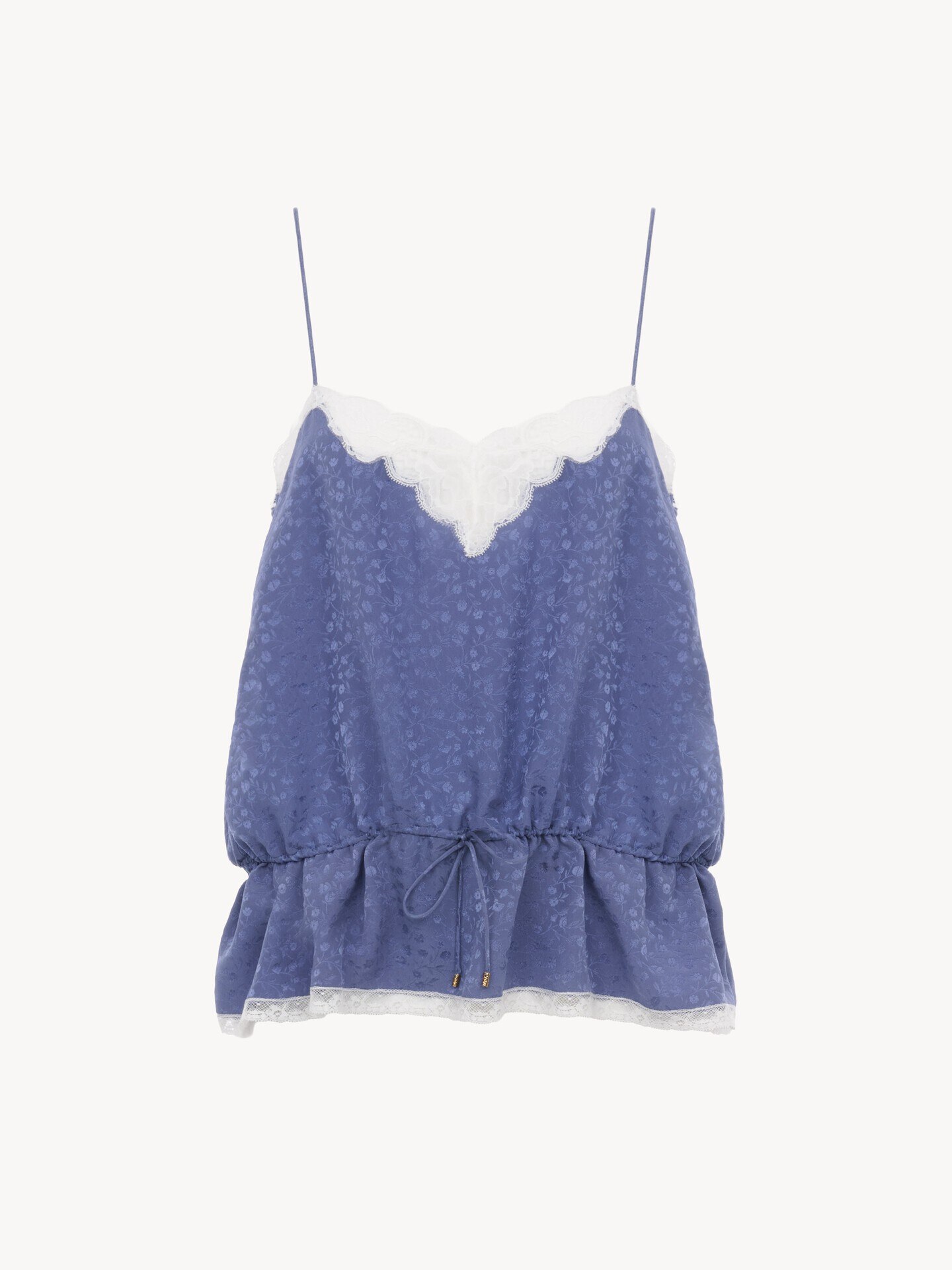 Camisole top in silk jacquard & lace - 2.0