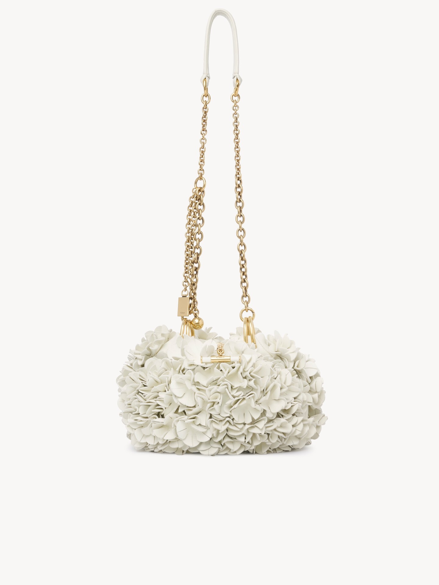 Chlo&eacute; Pliss&eacute; shoulder bag with chain in leather with flowers - 2