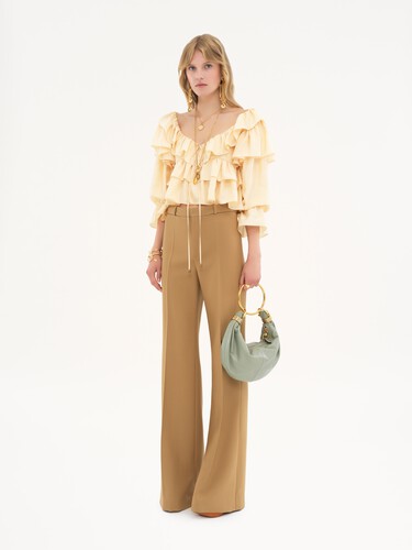 Flared tailored trousers in wool grain de poudre - 3