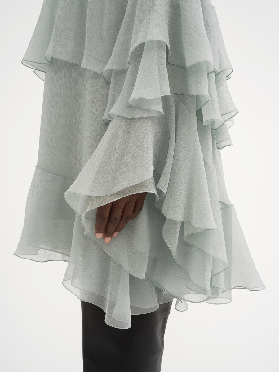 Mini ruffled dress in silk mousseline - 7
