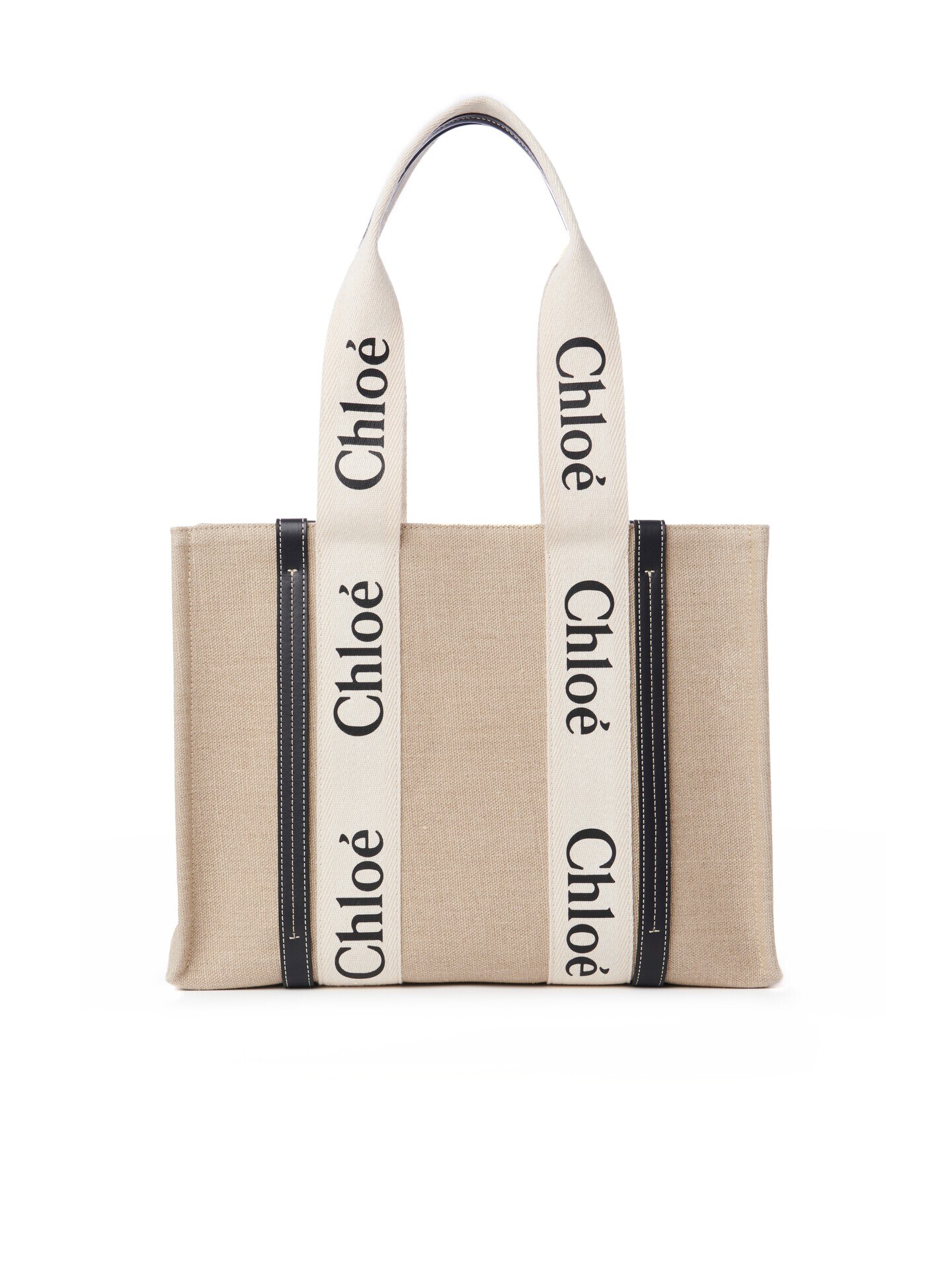 Woody tote bag in linen Blue - Chloé