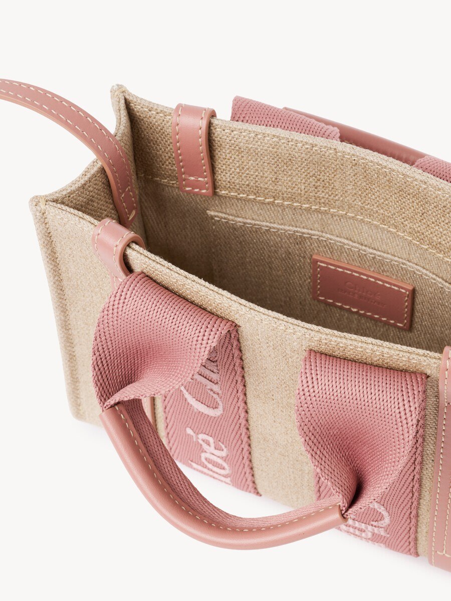 Mini Woody tote bag in linen - 6