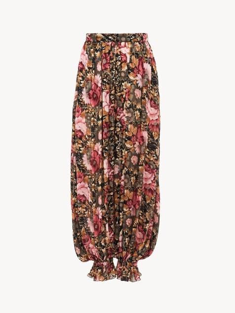 Fluid pleated pants in silk charmeuse