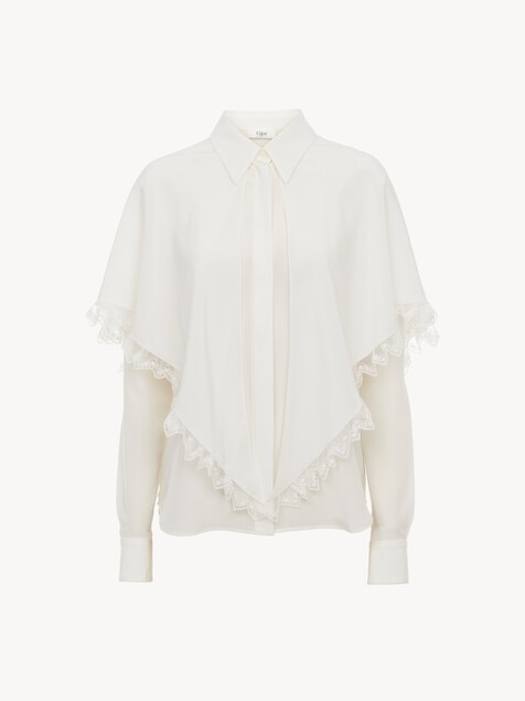 Knotted heritage cape blouse in silk