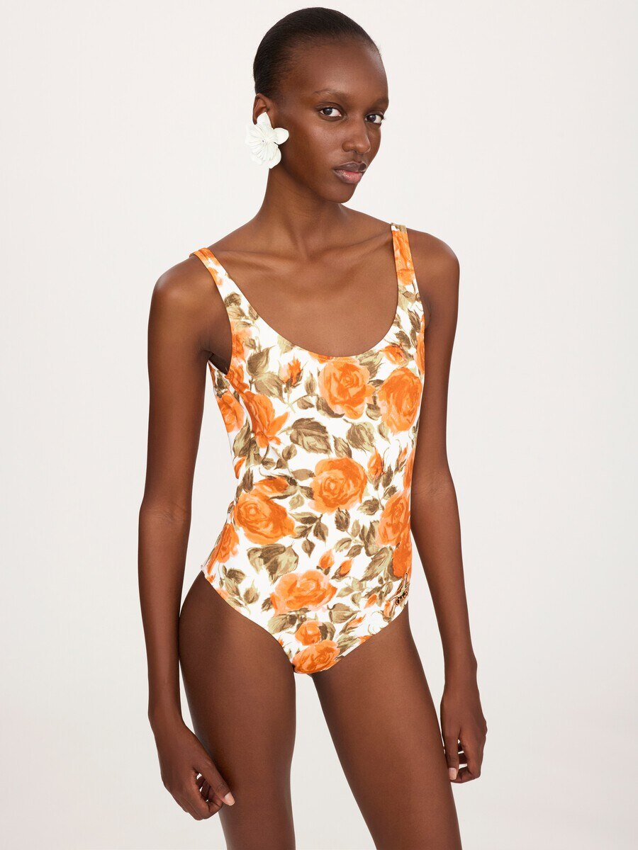 Rose-print one-piece swimsuit - 4