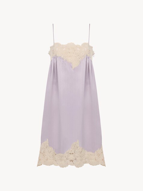 Thin-strap mini dress in washed silk satin