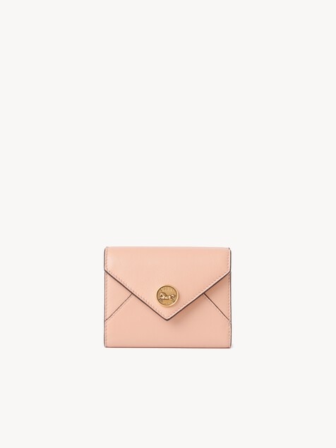 Kleines dreifach klappbares Envelope Portemonnaie aus genarbtem Leder
