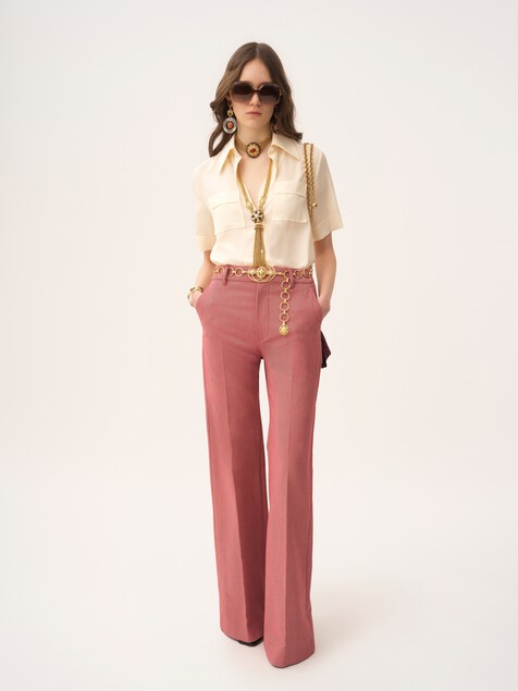 Blouse manches courtes en cr&ecirc;pe de chine