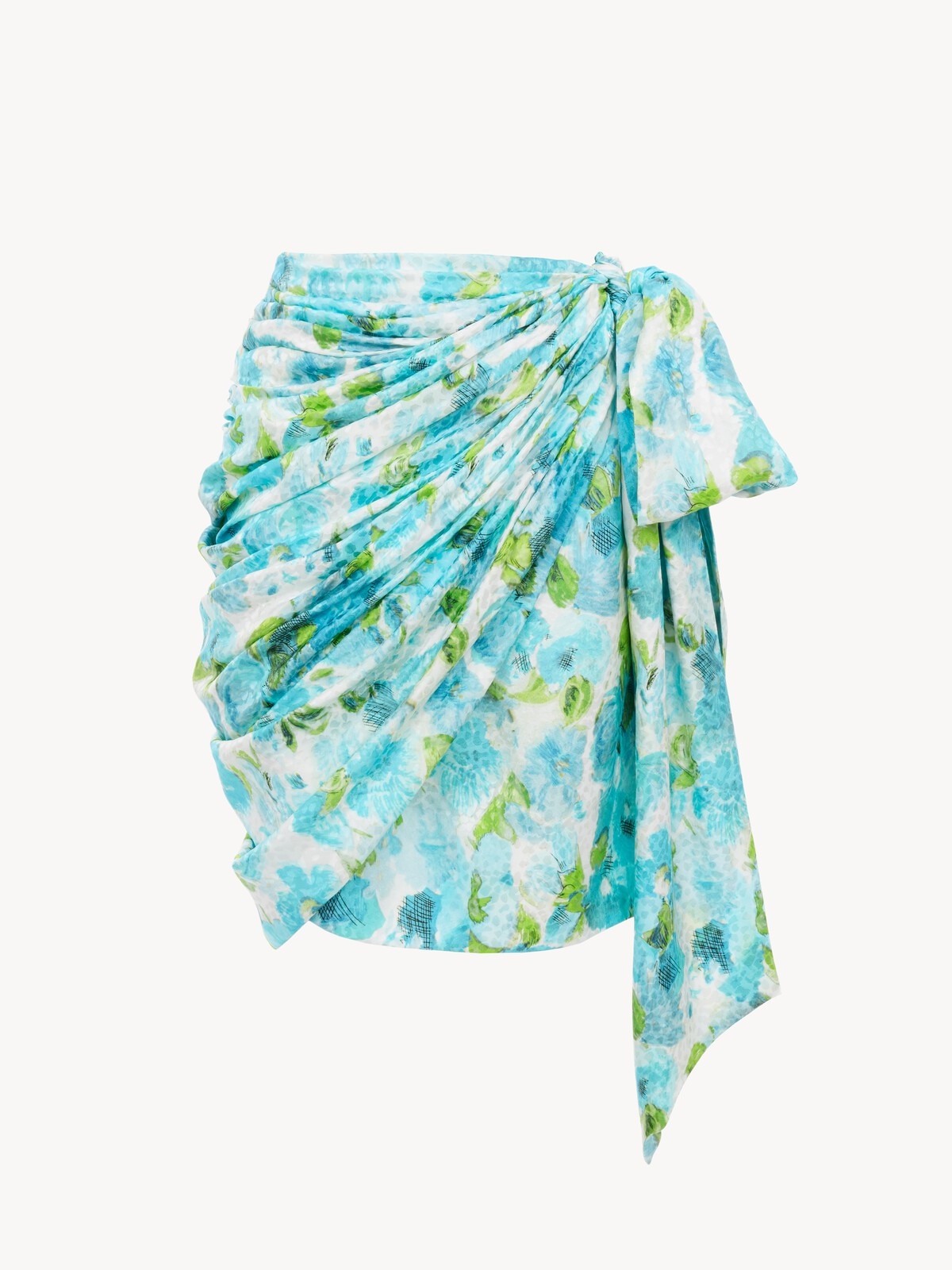 Short wrap skirt in silk jacquard