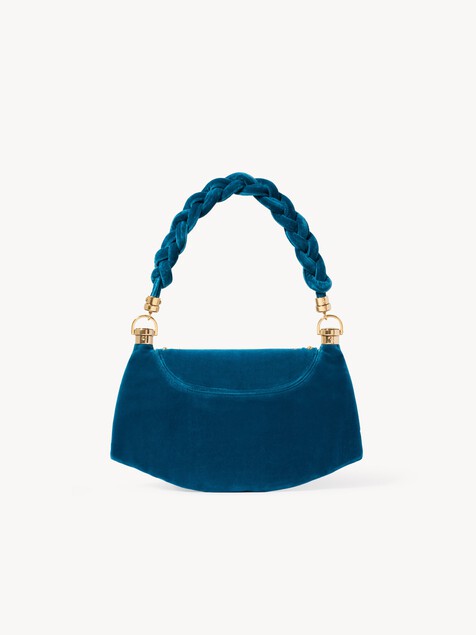Small Marcie Foulard hobo bag in velvet with studs