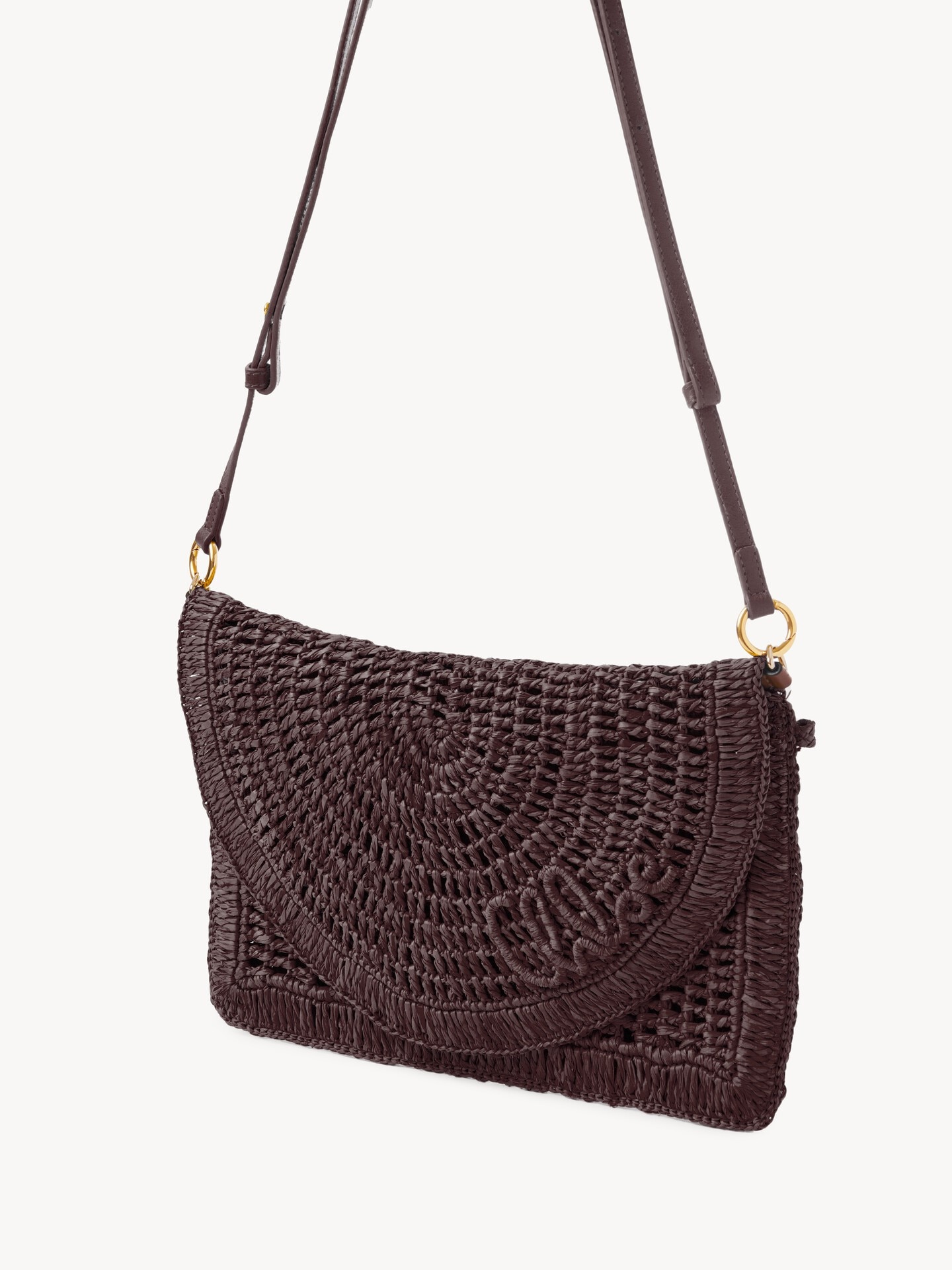 Summer Banana flat pouch with strap in raffia - 4