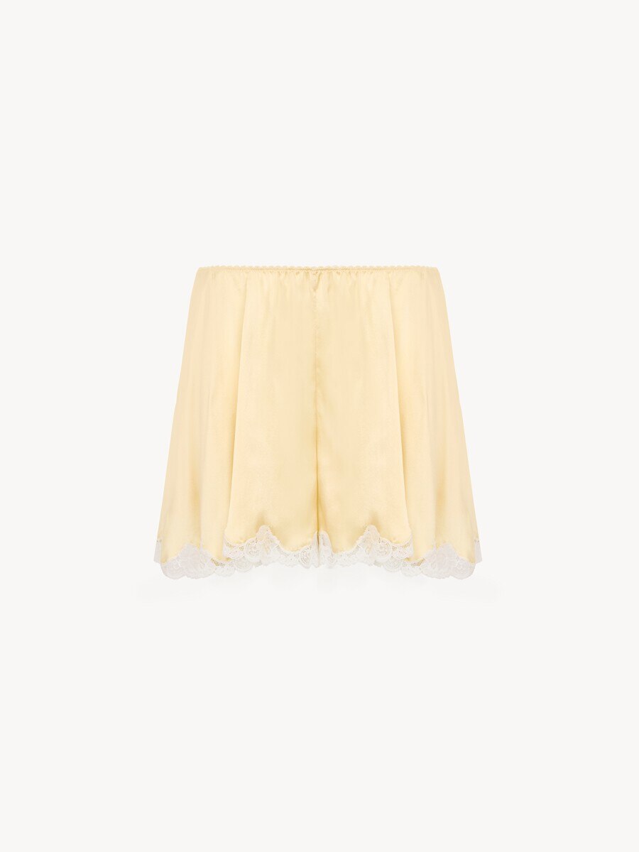 Fluid shorts in washed silk satin & lace - 2