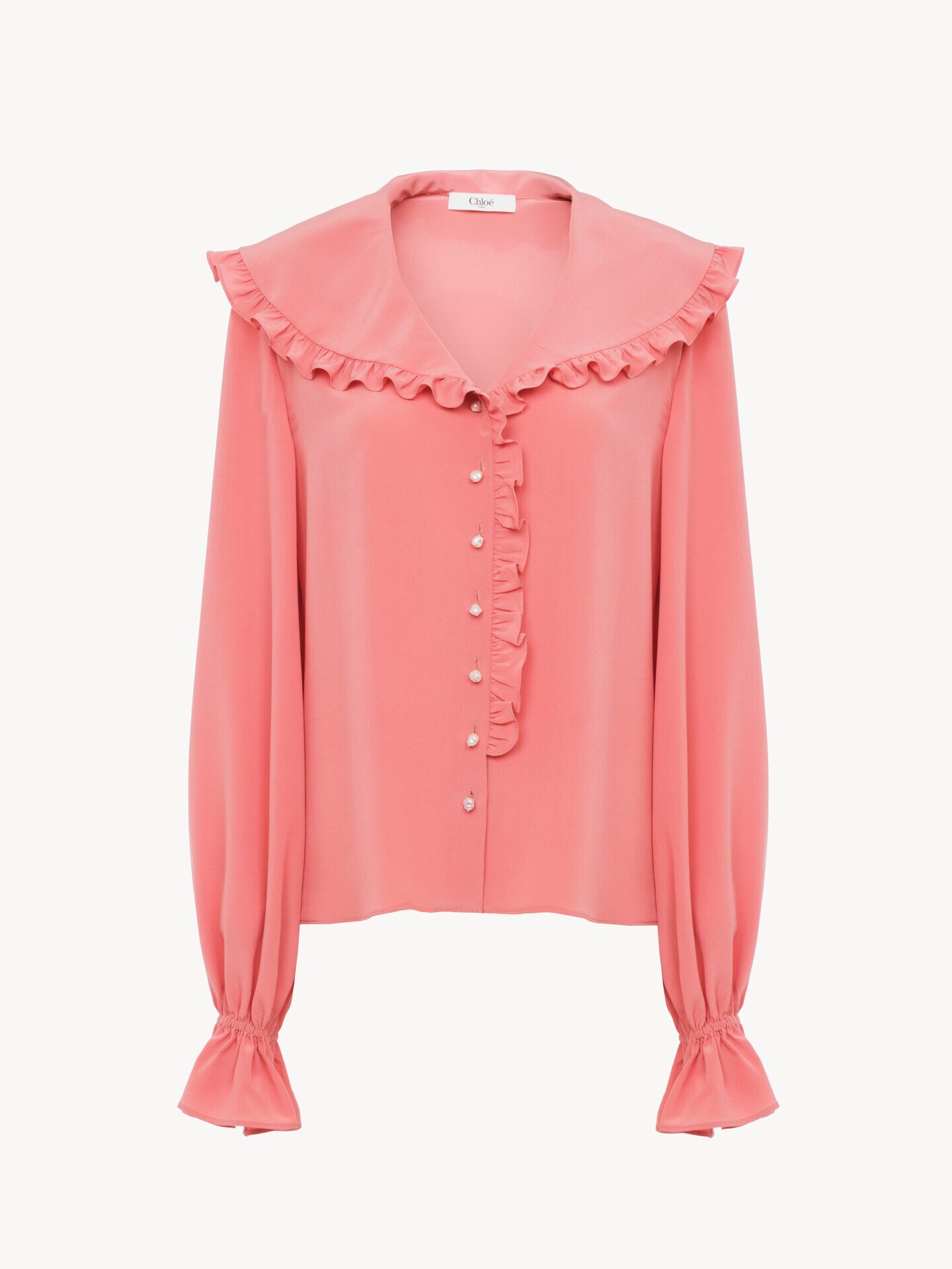 Fluid ruffle blouse in cr&ecirc;pe de chine - 2