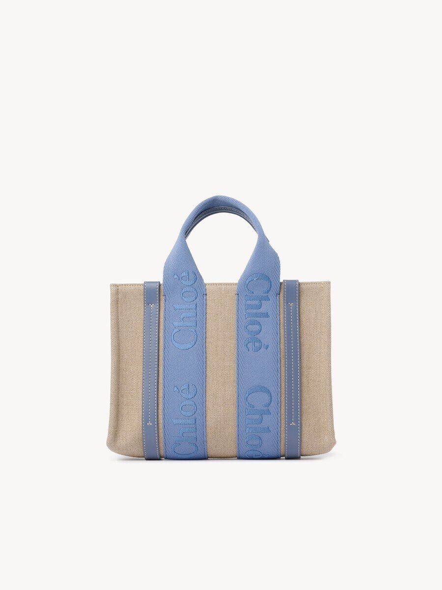 Small Woody tote bag in linen - 4
