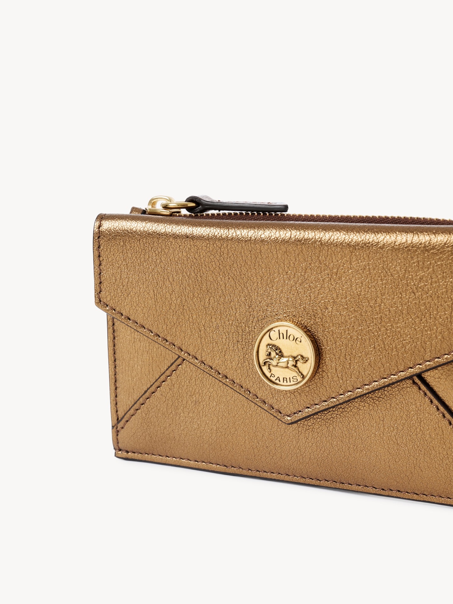 Small Envelope purse with card slots in metallized leather - 6