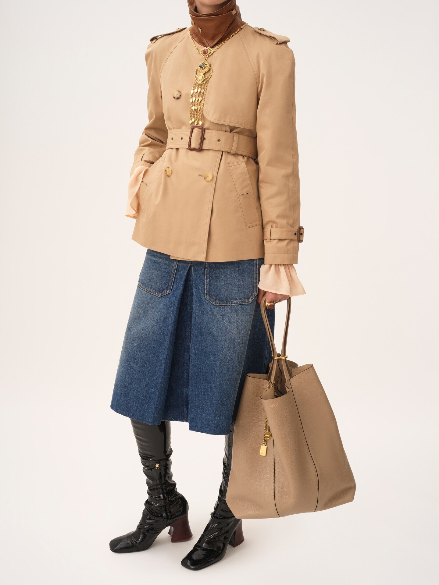 Large sac cabas Chlo&eacute; Spin en cuir grain&eacute; - 7