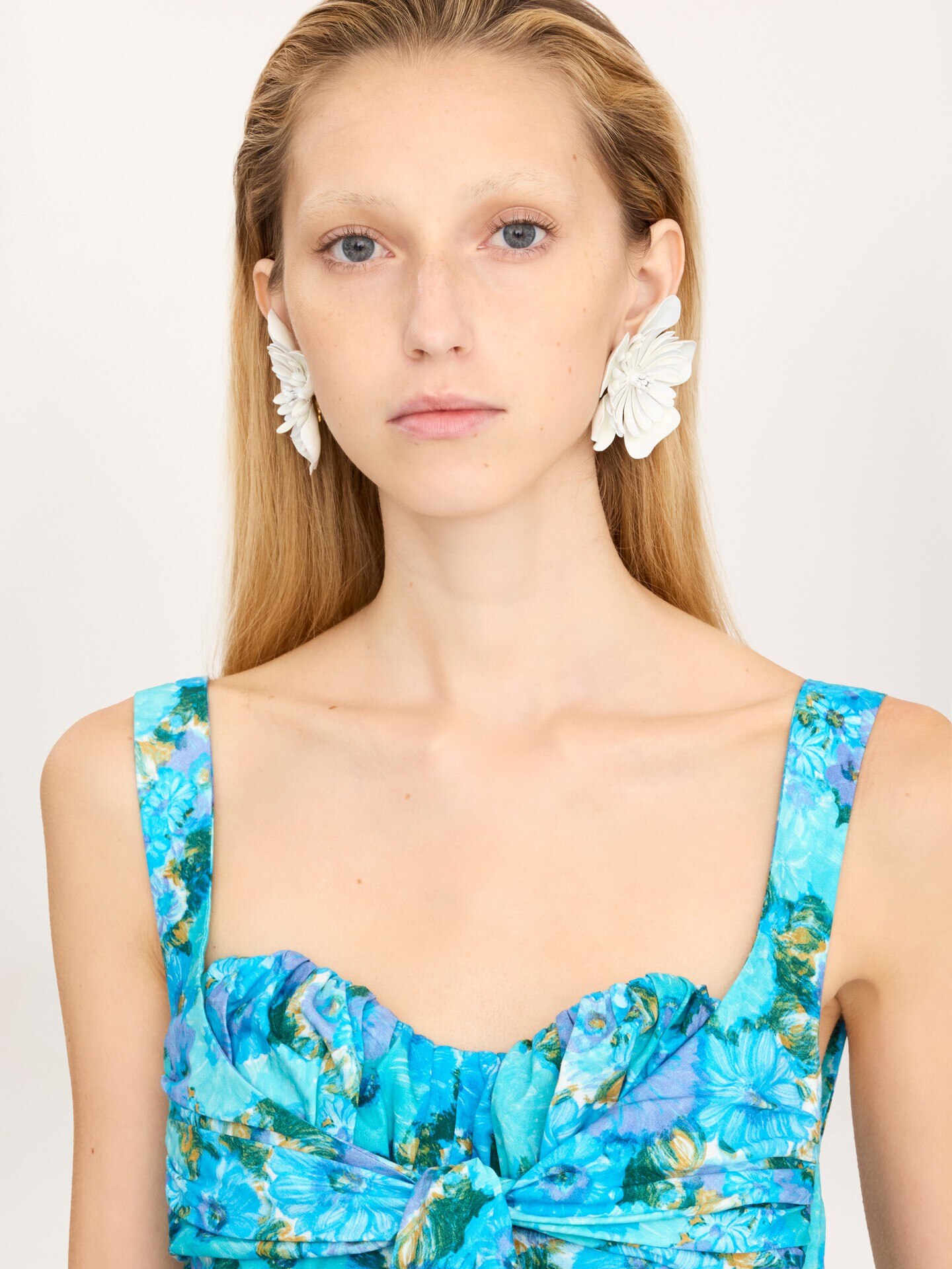 Wrapped bustier midi dress in cotton poplin - 8