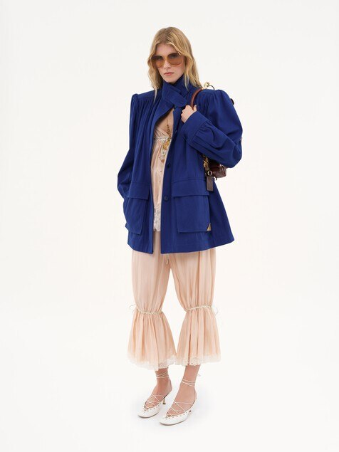 Hochgeschlossene Utility-Jacke aus Baumwoll-Canvas