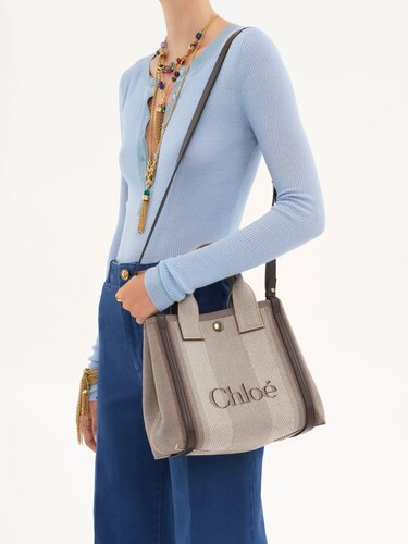 CHLOE - キャンバス製CHLOE CARRYショルダーバッグ キャンバス製Chloé Carryスモールトートバッグ Kohl Brown - Chloé