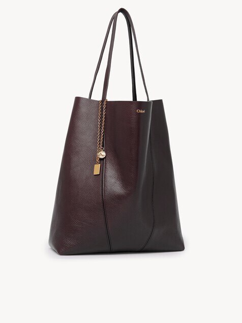 Large sac cabas Chlo&eacute; Spin en cuir grain&eacute;