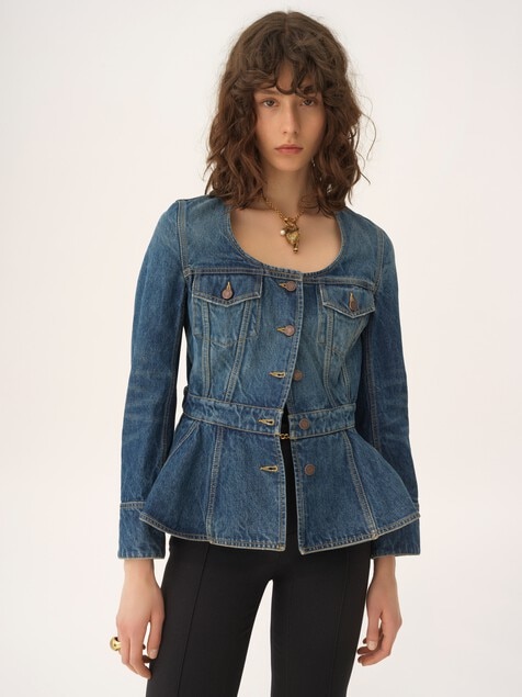 Reitjacke aus Denim mit Sch&ouml;&szlig;chen