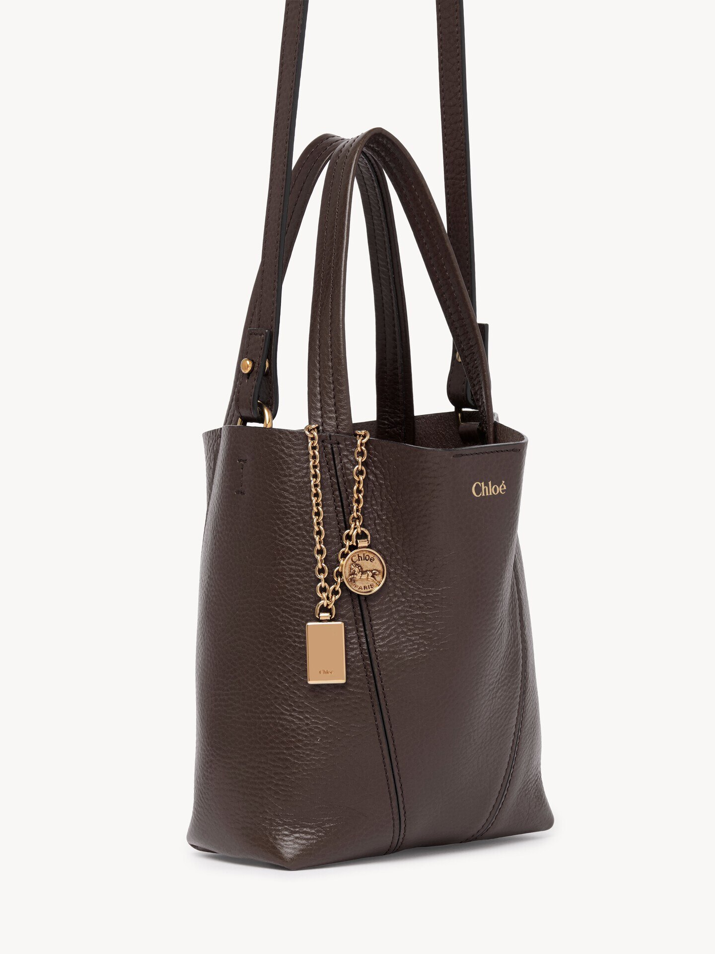 Small Chlo&eacute; Spin tote bag in grained leather - 5.0