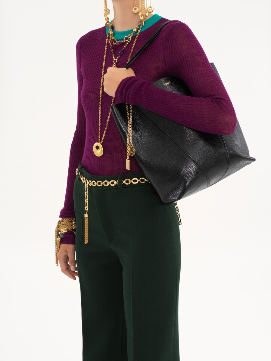 Chlo&eacute; Spin tote bag in grained leather - 4