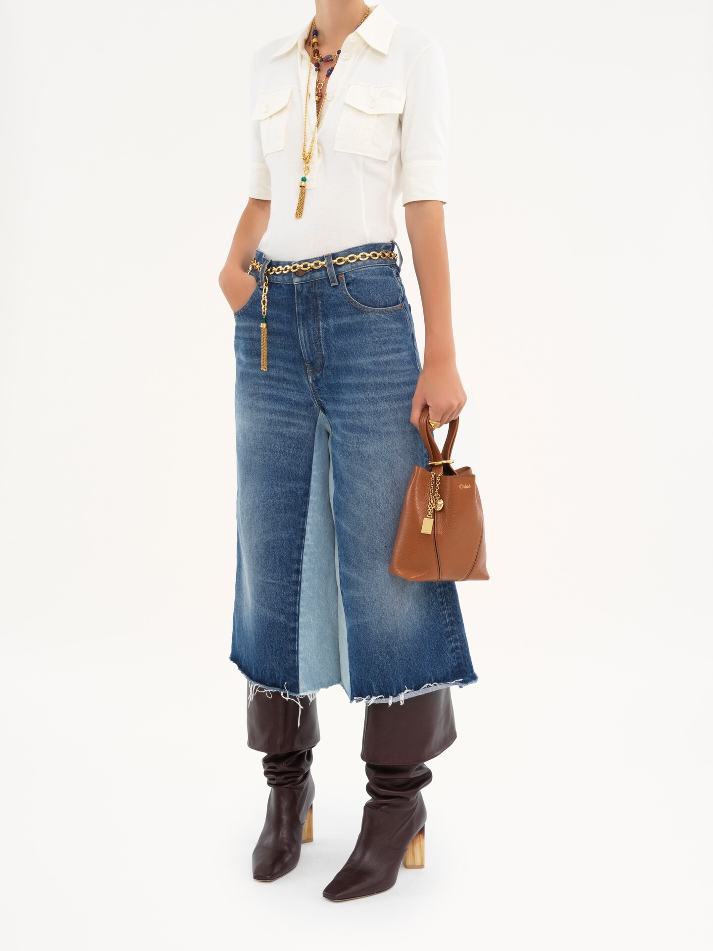 Small Chlo&eacute; Spin tote bag in grained leather - 7