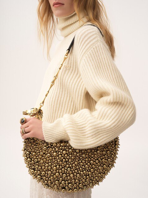 Chain Horse shoulder bag in beaded suede leather