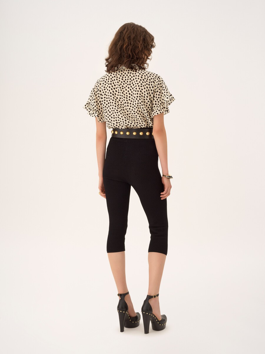 Short-sleeve ruffled top in cr&ecirc;pe de chine - 5
