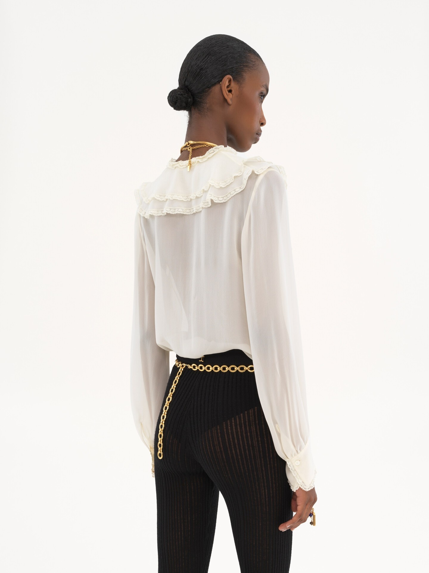 Ruffled blouse in silk georgette - 5