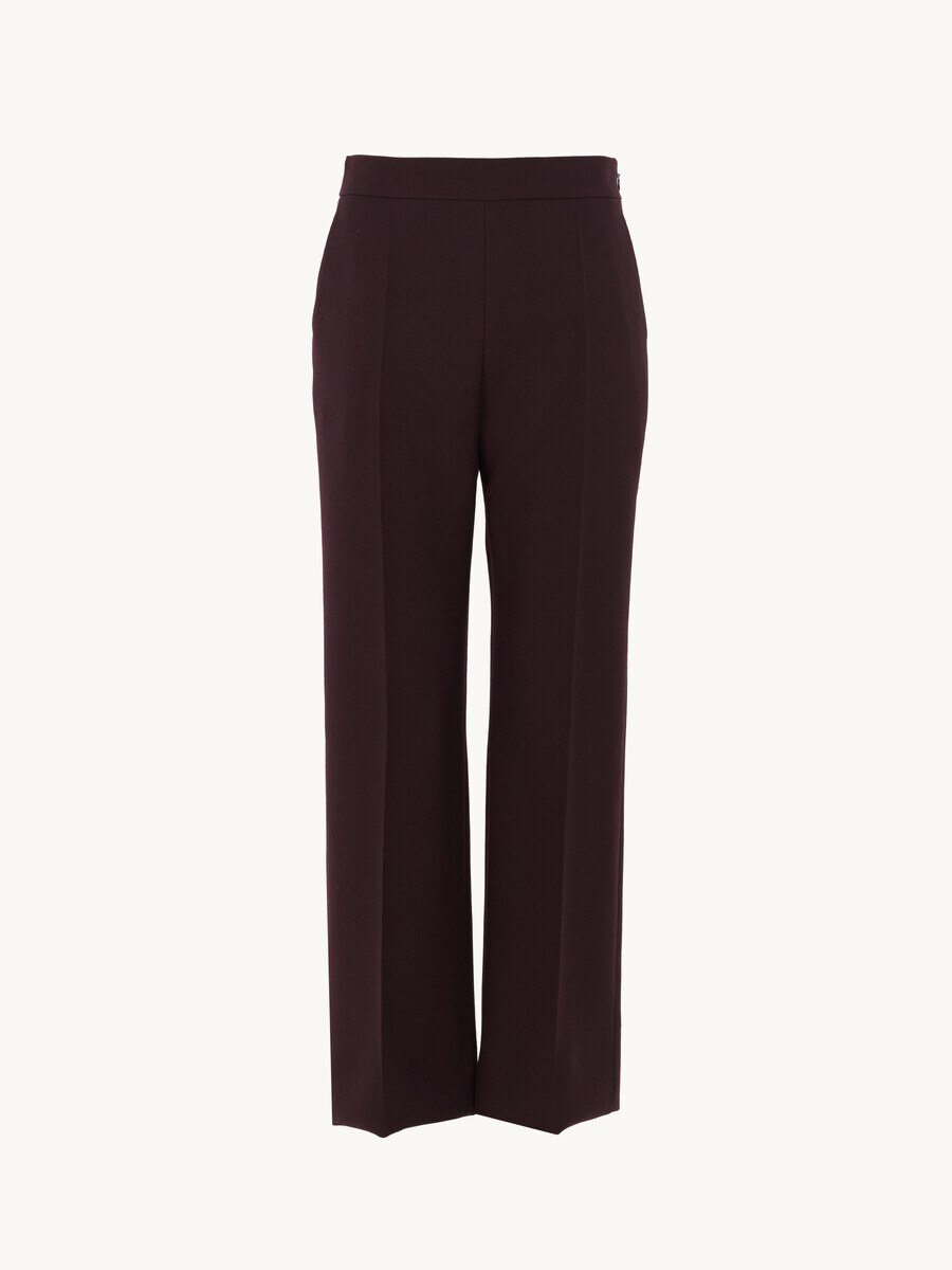 Straight cropped pants in wool cr&ecirc;pe - 2