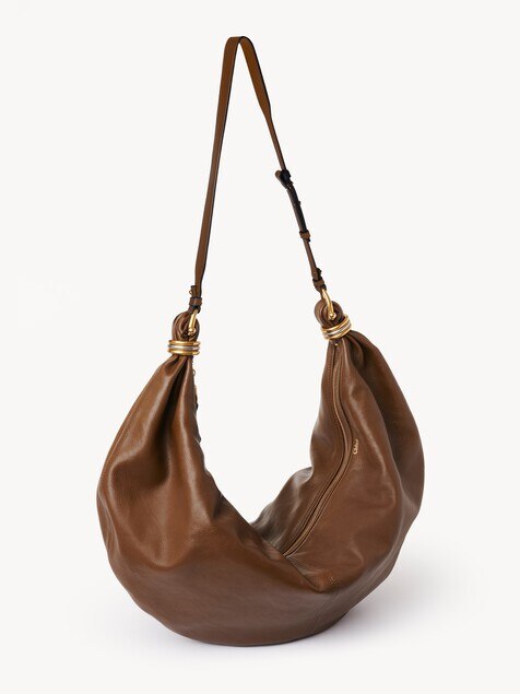 Large Bracelet Hobo bag in grained leather