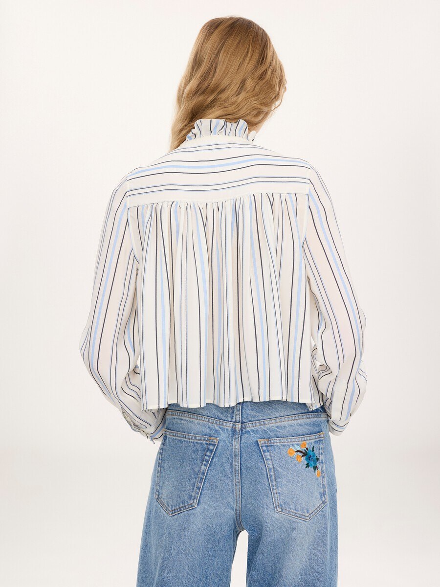 Ruffled blouse in silk jacquard & lace - 5