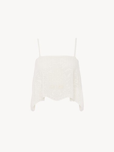 Thin-strap cropped top in a cotton knit - 2