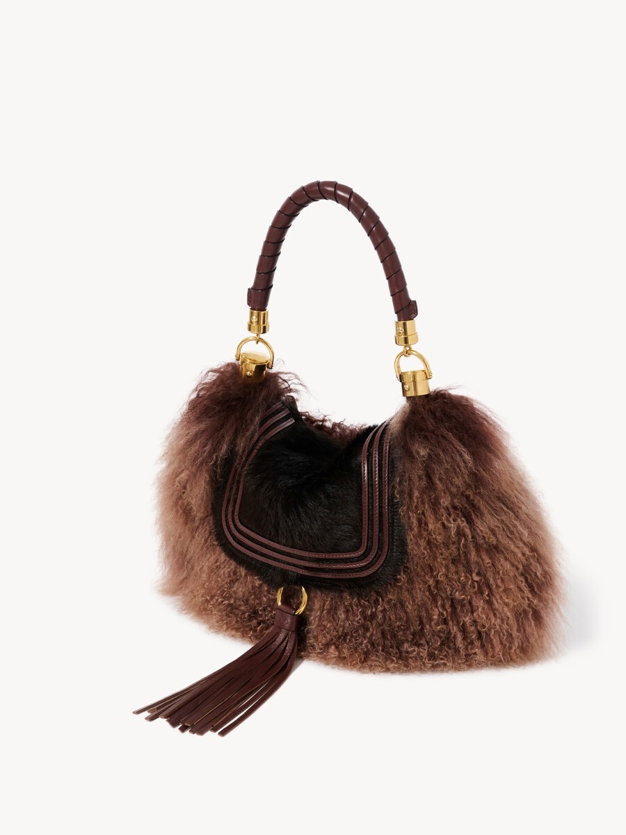 Small Marcie Foulard hobo bag in pony leather & shearling - 4