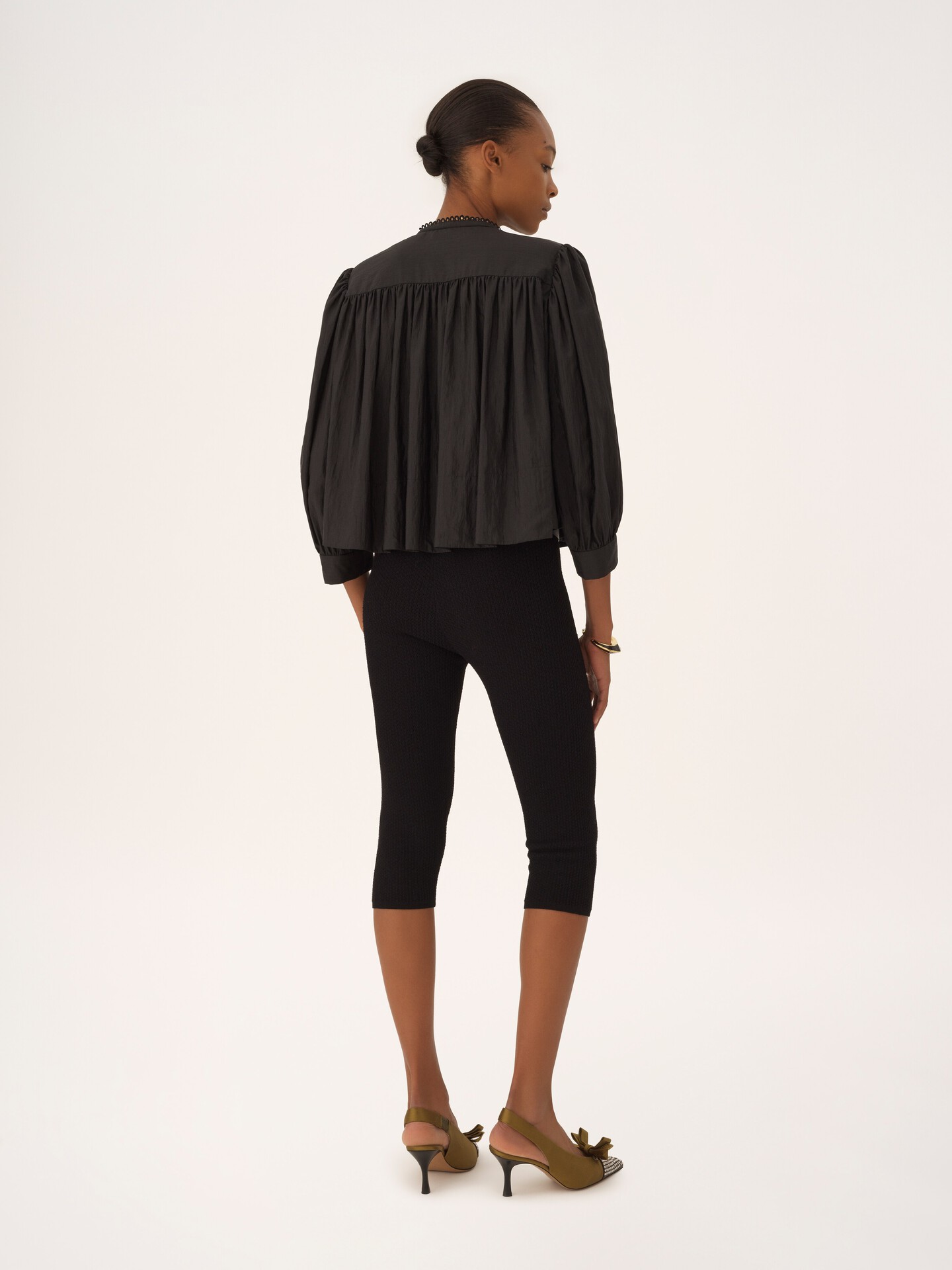 Gathered ruffle top in technical taffeta - 5